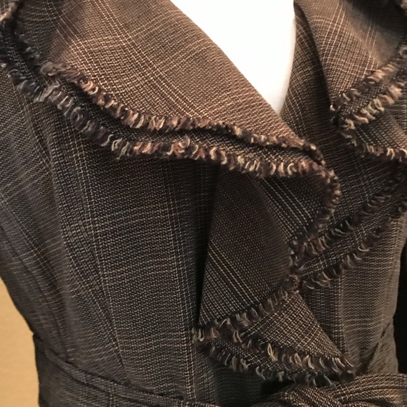 Loft brown tweed ruffle front jacket - Picture 2 of 5